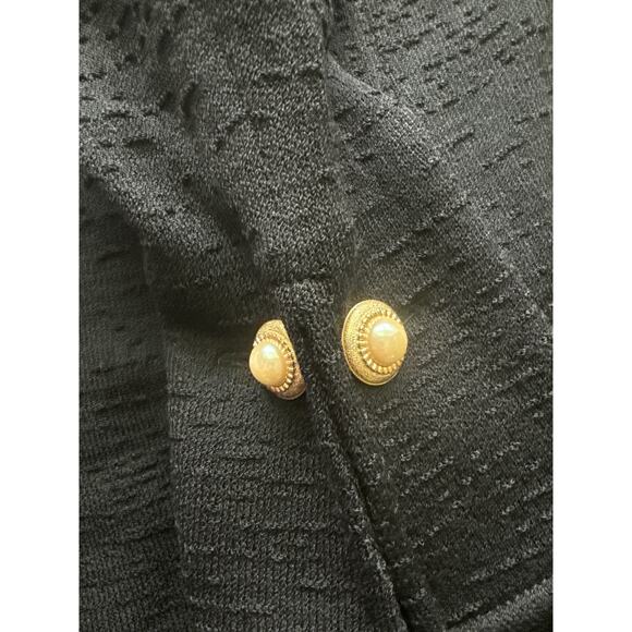 St. John Collection Luxe Textured Black Wool-Blend Pearl Button Blazer Size 10 - Picture 8 of 10